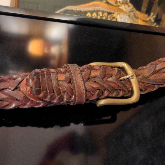 Vintage Leather Belt with Brass Buckle - Picture 5 of 5